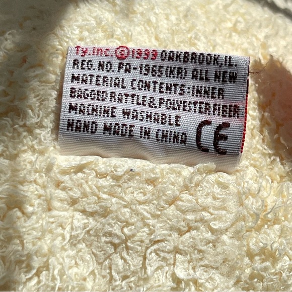 Ty Cream Yellow Dogbaby Plush Rattle 13" 1999 - Picture 8 of 10